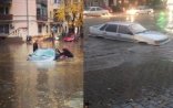 Avtomobillər su altında qaldı: 5 nəfər xilas edildi