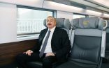 Prezident Sumqayıtdan Bakıya qatarla gəldi - FOTOLAR