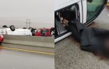 Bakıdan Zaqatalaya sərnişin daşıyan mikroavtobus aşdı: Ölən və yaralananlar var - FOTO