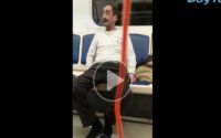 Bakı metrosunda sərxoş kişi qızı qorxutdu - Video