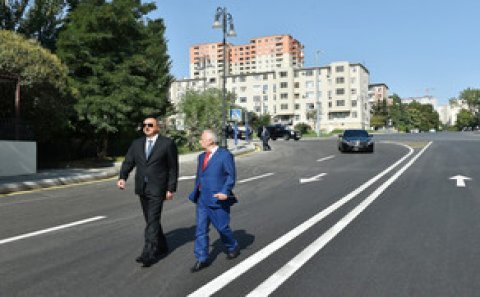 İlham Əliyev Bakının üç küçəsində aparılan abadlıq işlərindən sonrakı vəziyyətlə tanış olub