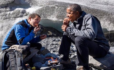 Obama ayının yarımçıq qoyduğu balığı yedi – VİDEO