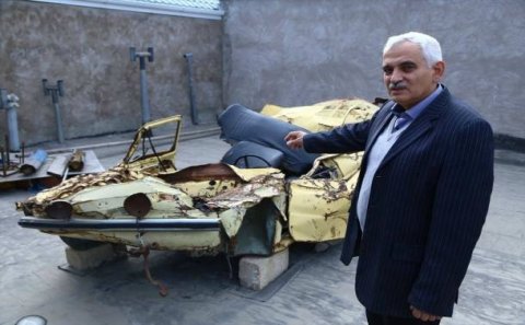 Rus tankının əzdiyi maşından sağ çıxan azərbaycanlı- FOTOLAR