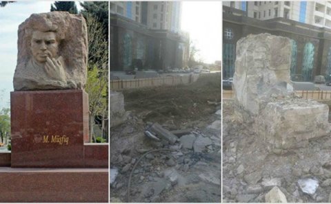 Mikayıl Müşfiqin Bakıdakı büstü götürüldü - RƏSMİ AÇIQLAMA