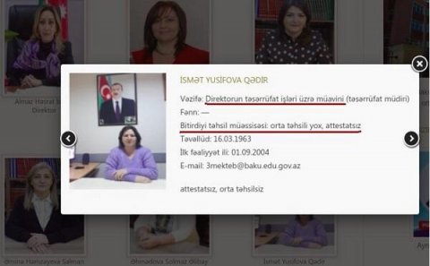 Bakıda attestatsız şəxs direktor müavini təyin olunub?