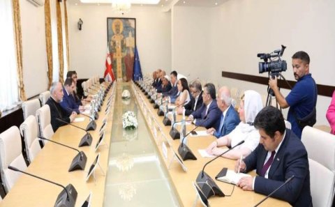 Şeyxülislam Allahşükür Paşazadə Gürcüstan parlamentinin sədri ilə görüşüb